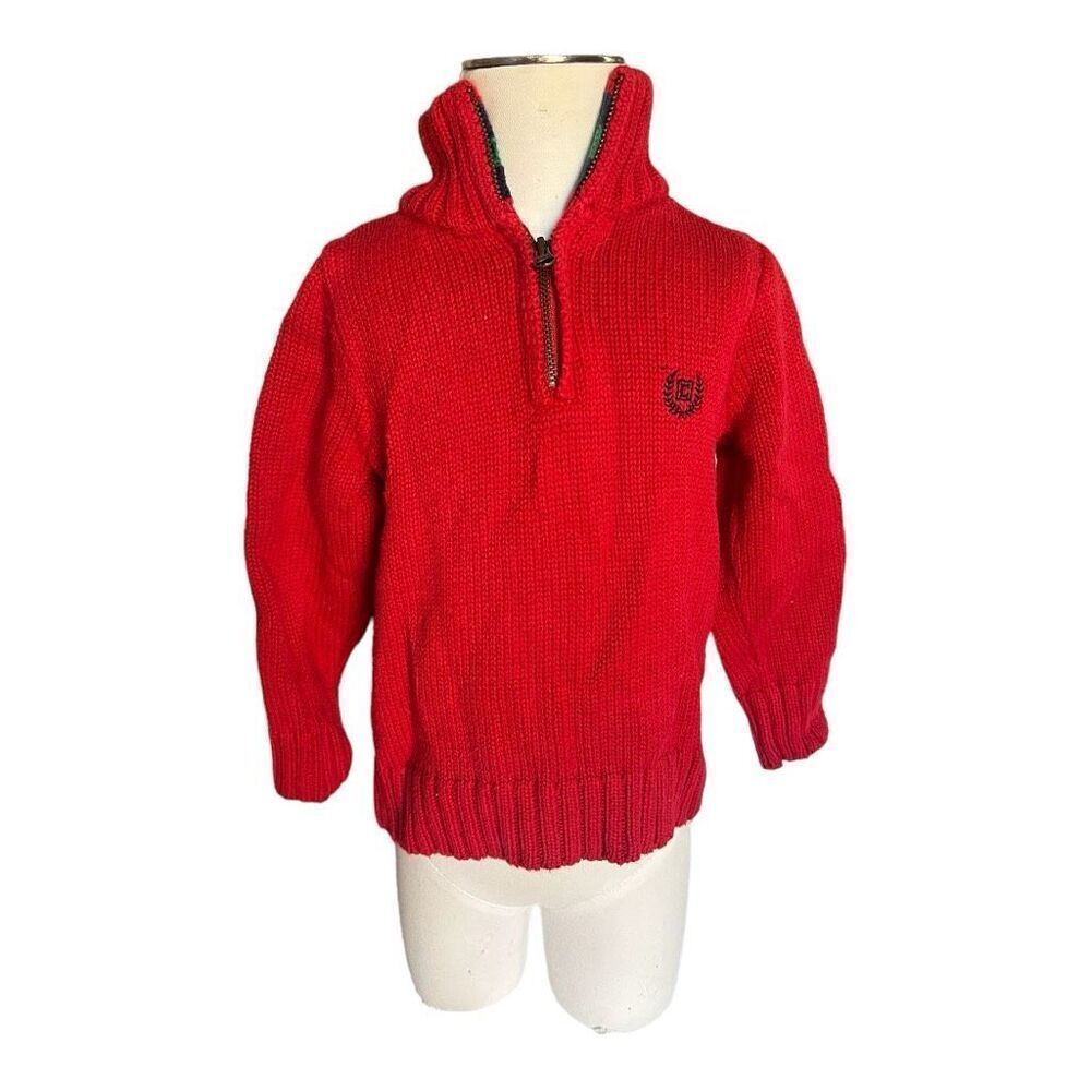 Baby Boys Chaps 1/4 Quarter Zip Holiday Red Sweater  - Sz 24 mo